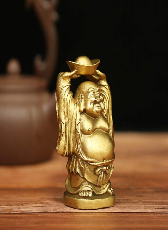 BRASSTAR Feng Shui Brass Ornament Laughing Buddha Statue Holding Ingot Money Bag for Home Office Decorative Figurine Attract Wealth PTZY067 - Image 3